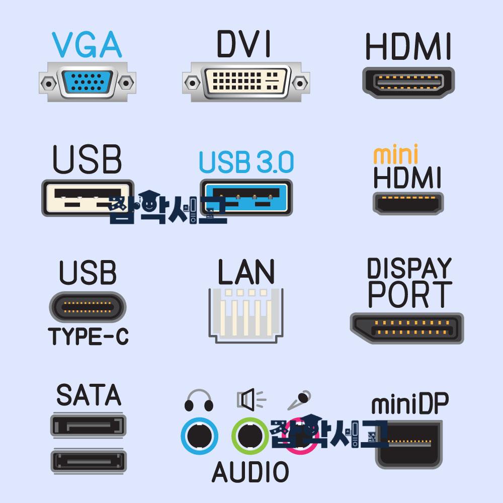 모니터와 그래픽 카드에 연결하는 포트 종류들